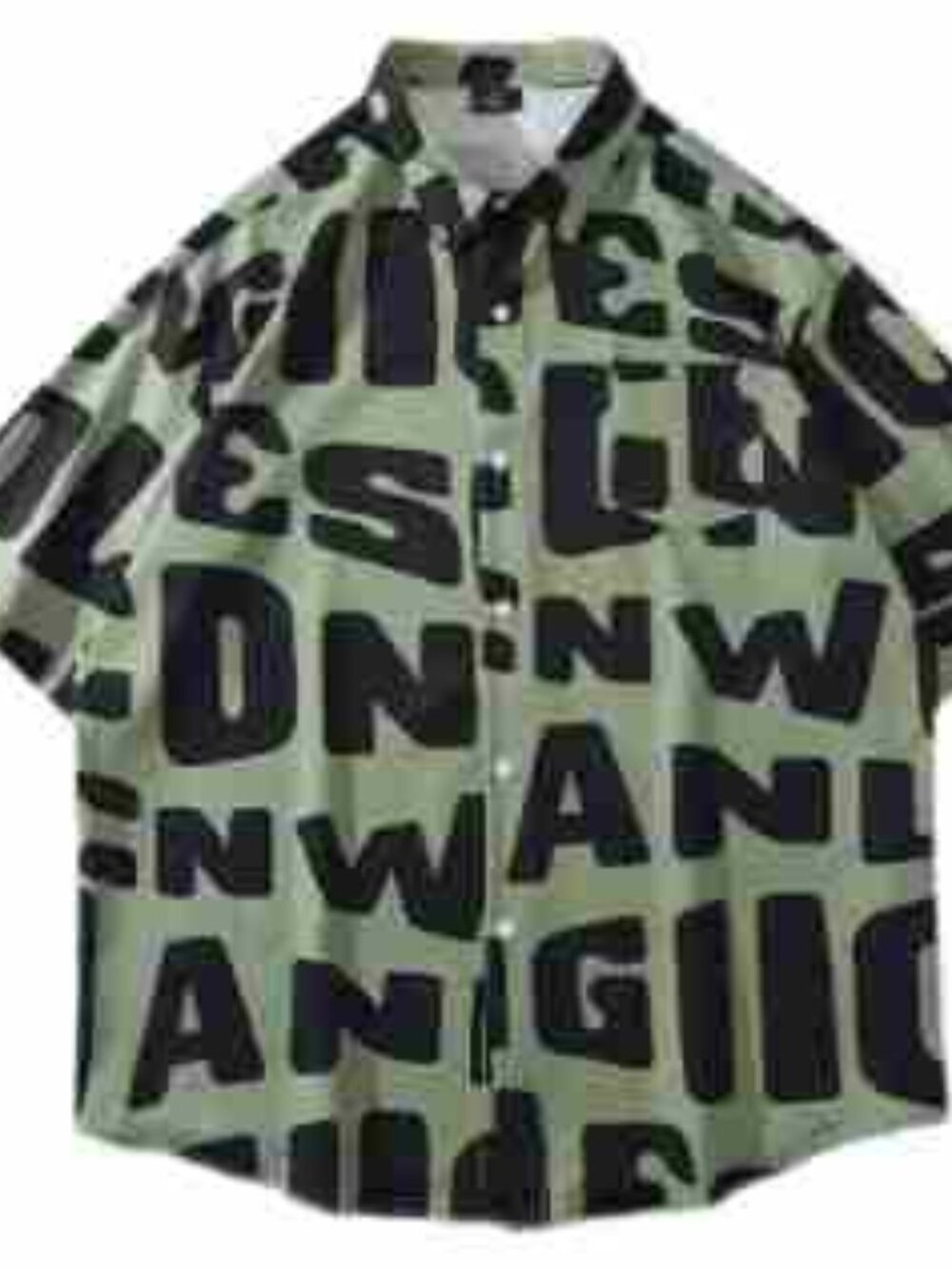 Black Graffiti Letter Print Short Sleeve Shirt